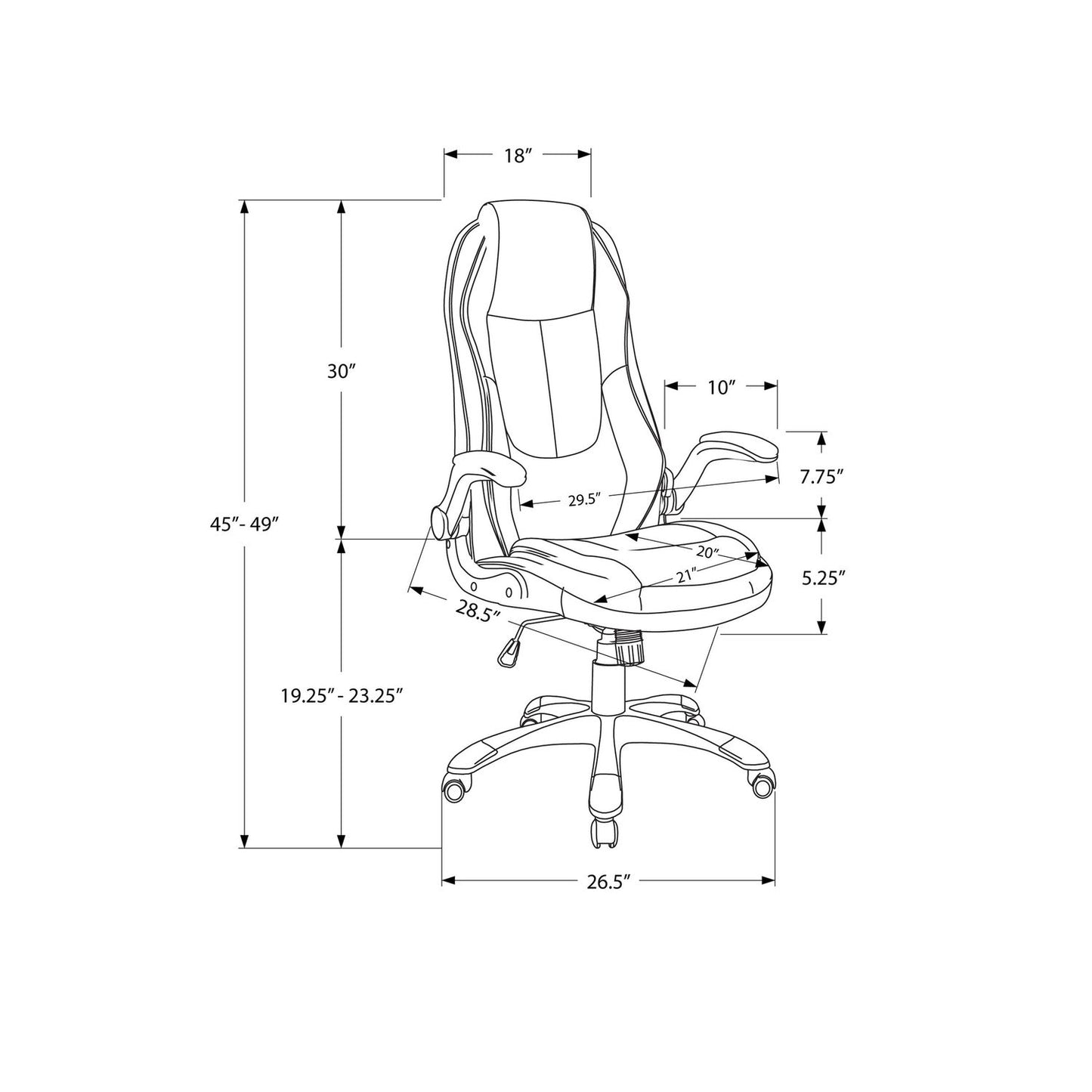 Office Chair, Adjustable Height, Swivel, Ergonomic, Armrests, Contemporary & Modern - Black