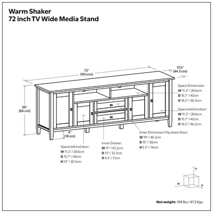 Warm Shaker - TV Media Stand - Hickory Brown