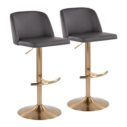 Toriano - Contemporary Adjustable Barstool With Swivel With Rounded T Footrest (Set of 2)