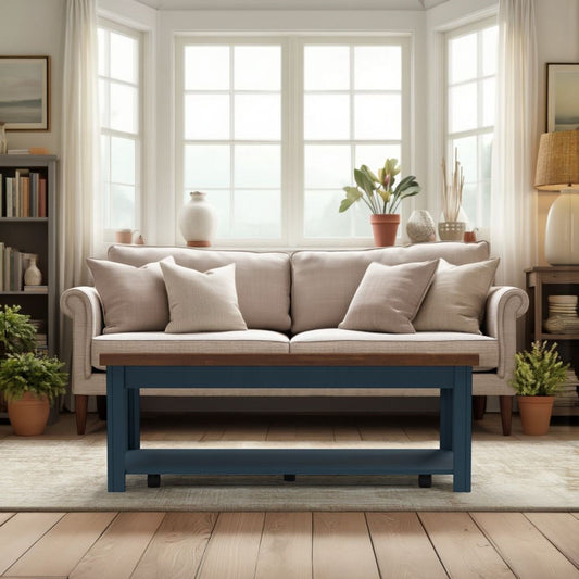 Nantucket - Chairside Table Wooden - Blue Denim, Whiskey