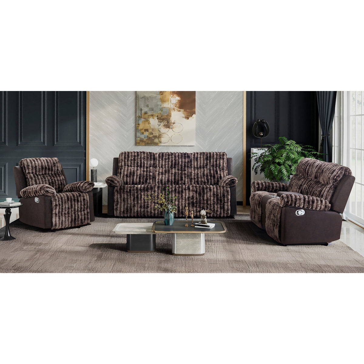 Bruni - Glider Recliner With Manual Recline And Rich Upholstery - Brown