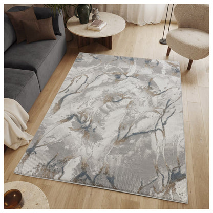 Geometrix - 5'3" X 7'3" Area Rug & Geometric 3D Effect - Ivory / Gray