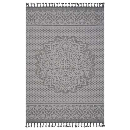 Guros - 6' X 9' Medallion Indoor / Outdoor Area Rug - Gray / White