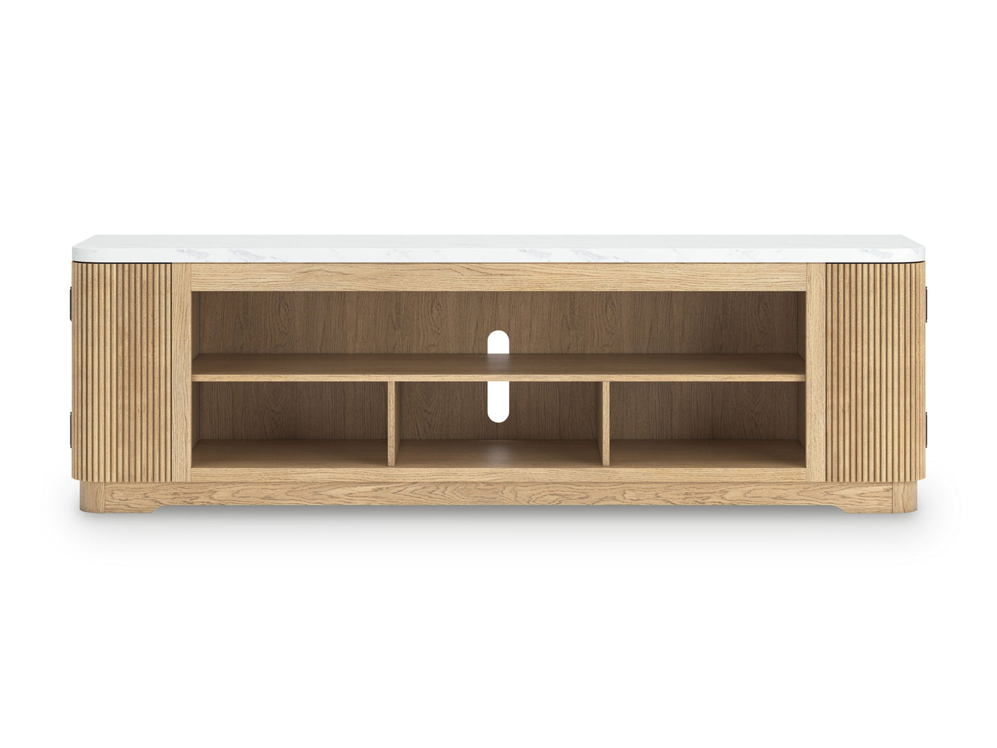 Camdill - XL TV Stand With Fireplace Option - Light Brown