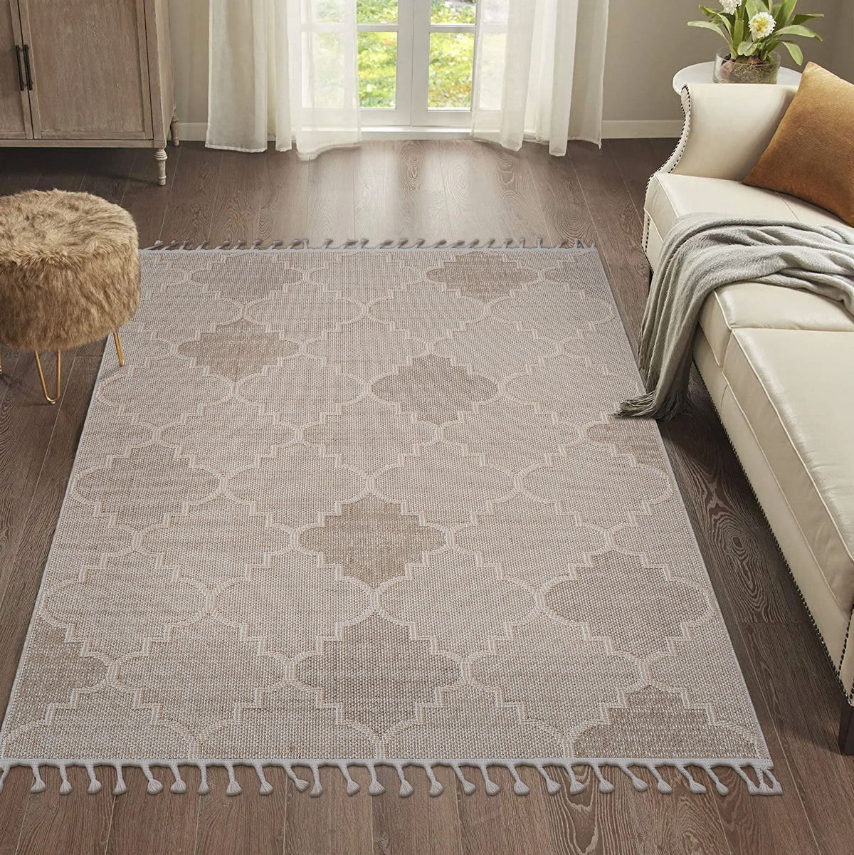 Guros - 6' X 9' Trellis Indoor / Outdoor Area Rug - Cream