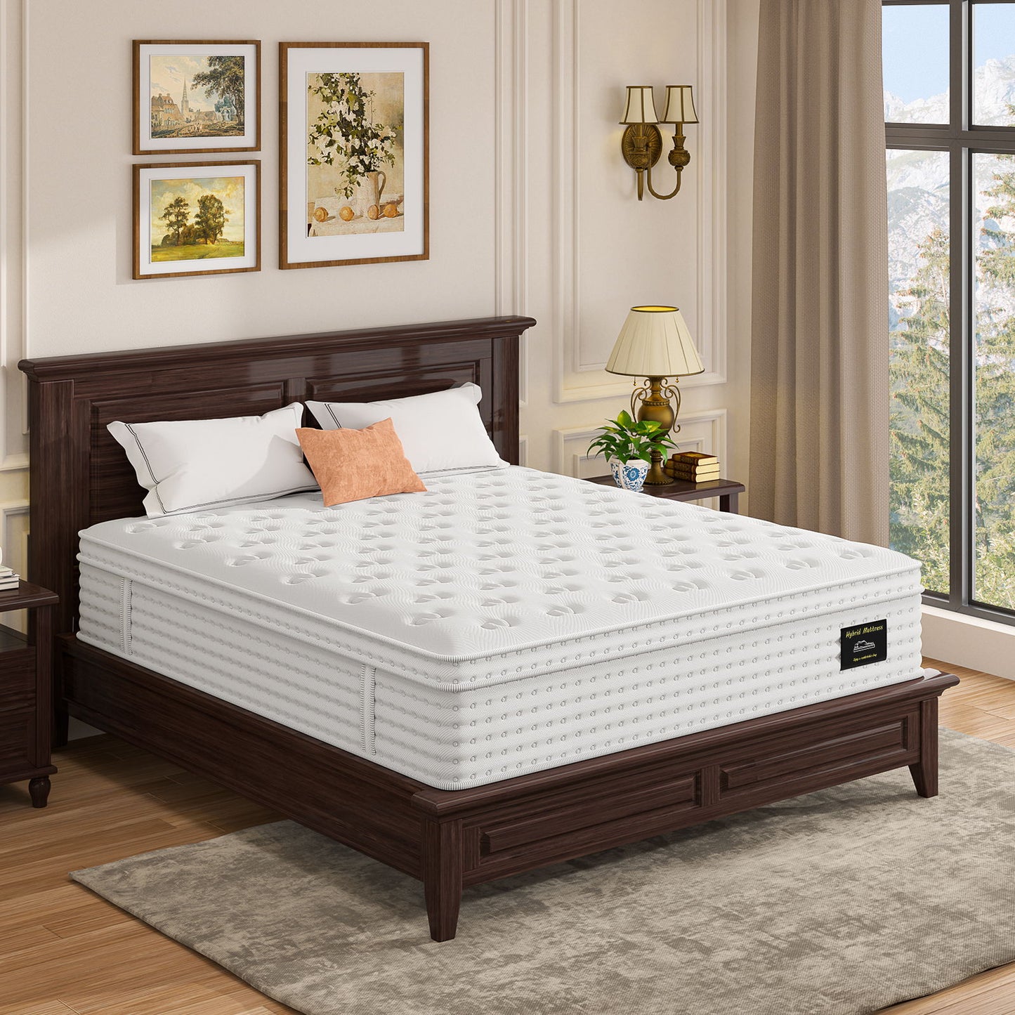 14'' Hybrid Mattress, Memory Foam & Pocket Springs For Pressure Relief