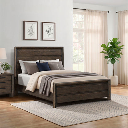 Panel Bed Frame With Unique Headboard And Included Slats