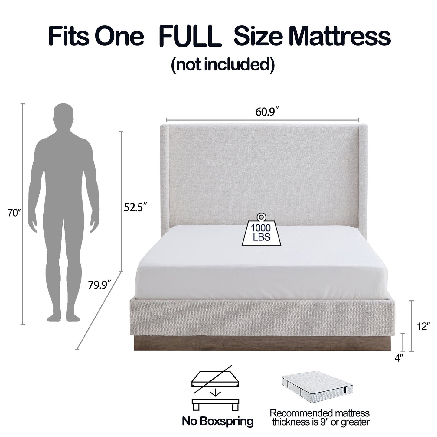Hosford - Minimalist Upholstered Wingback Bed