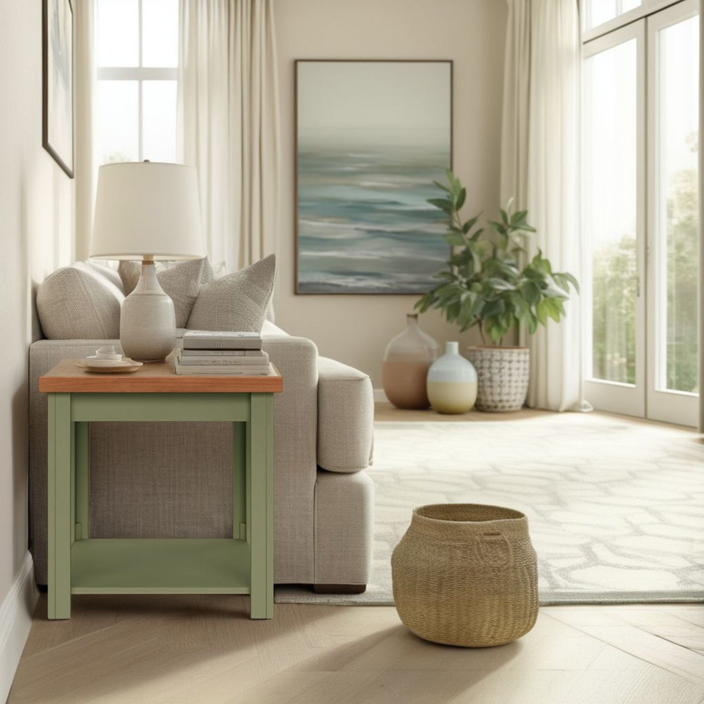 Vineyard - Side Table - Sage Green, Fruitwood