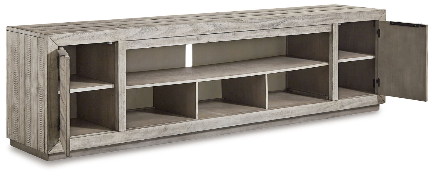 Naydell - XL TV Stand w/Fireplace Option - Gray