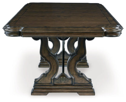 Maylee - 11 Pc. - Dining Extension Table, 4 Side Chairs, 2 Arm Chairs, Storage Bench, Buffet And Hutch - Dark Brown