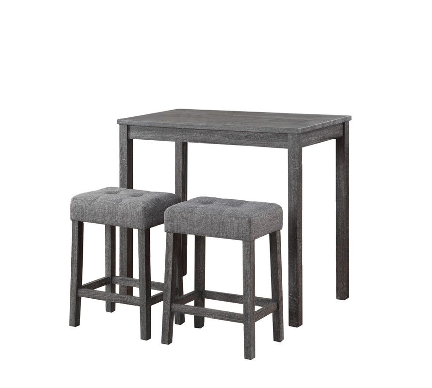 Lux - 3 Piece Counter Height Pub Table With Tufted Stools (Set of 3)