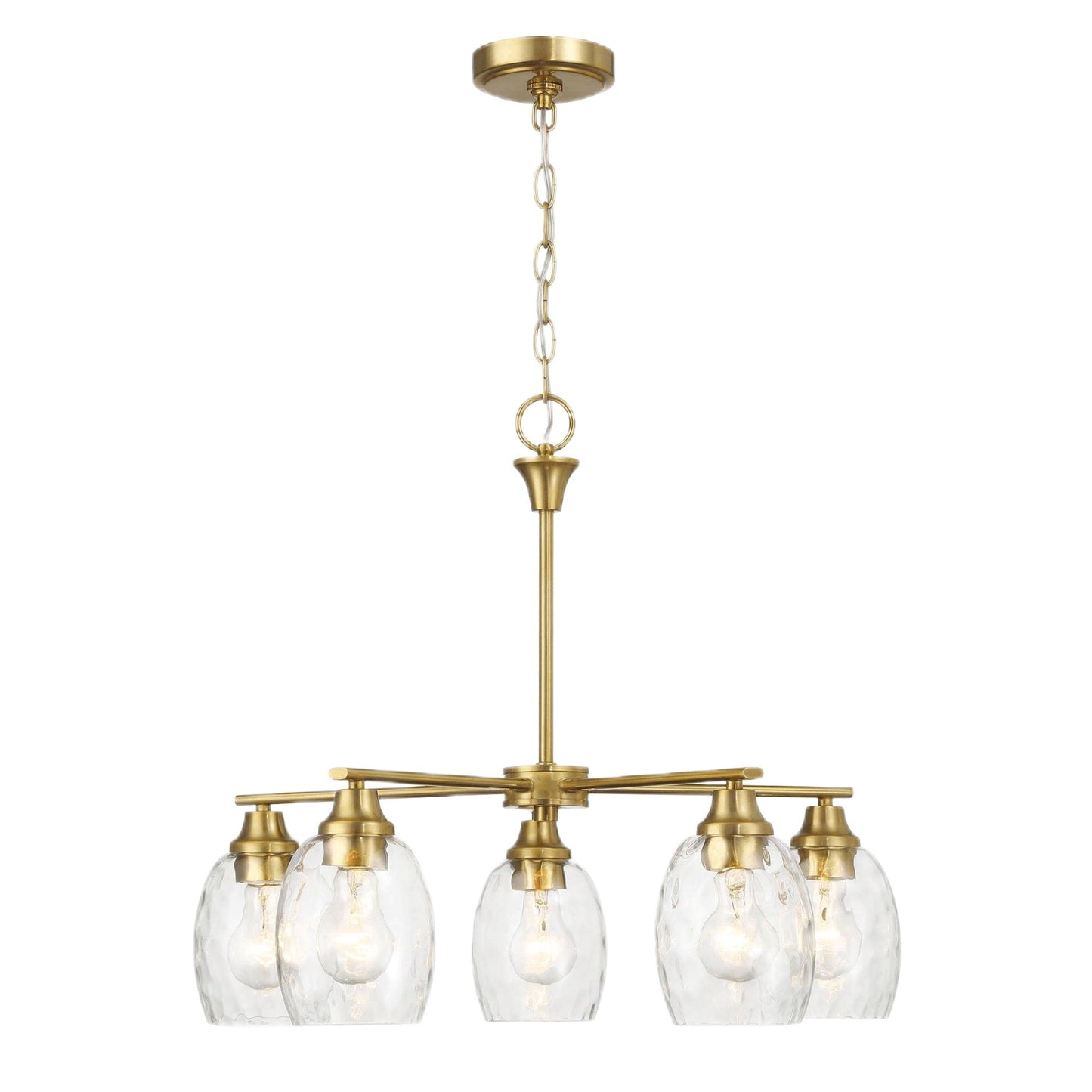 Elegance 5 Lights Linear Arms With Chain Chandelier - Clear / Gold