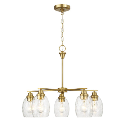 Elegance 5 Lights Linear Arms With Chain Chandelier - Clear / Gold