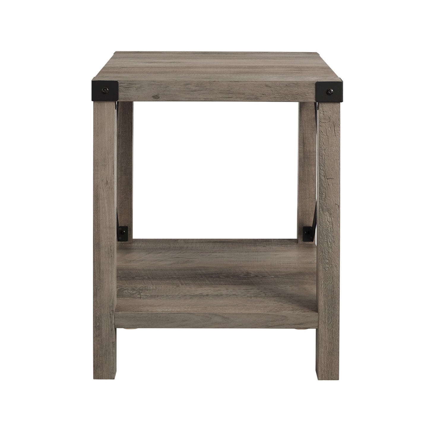 Rustic Industrial X 2 Tier Side Table - Gray Wash