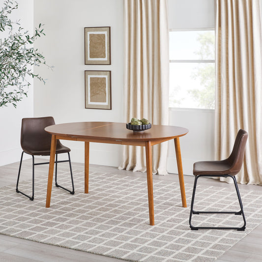 Mid-Century Damsel Extension Dining Table With Removable Leaf - Caramel