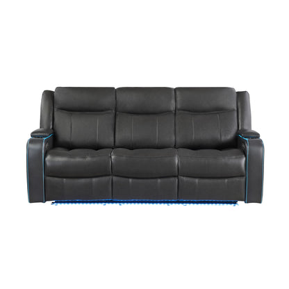 Blanca - Power Reclining Sofa With LED Lights And Power Headrest Frame - Charcoal