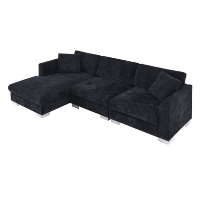 Modern Cloud Sectional Sofa L Shaped Luxury Couch Set With 2 Free Pillows 4 Seat With Oversized Chaise