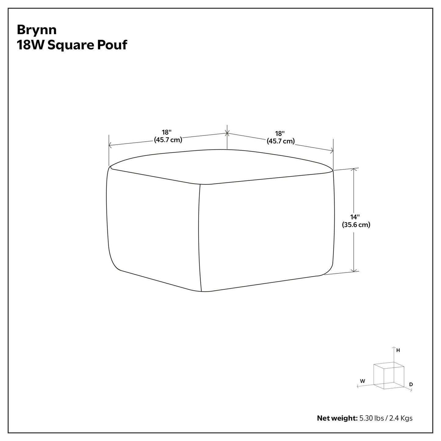 Brynn - Square Pouf - Patterned Black / Natural