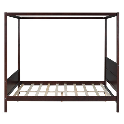 Canopy Platform Bed With Headboard And Footboard, Slat Support Leg