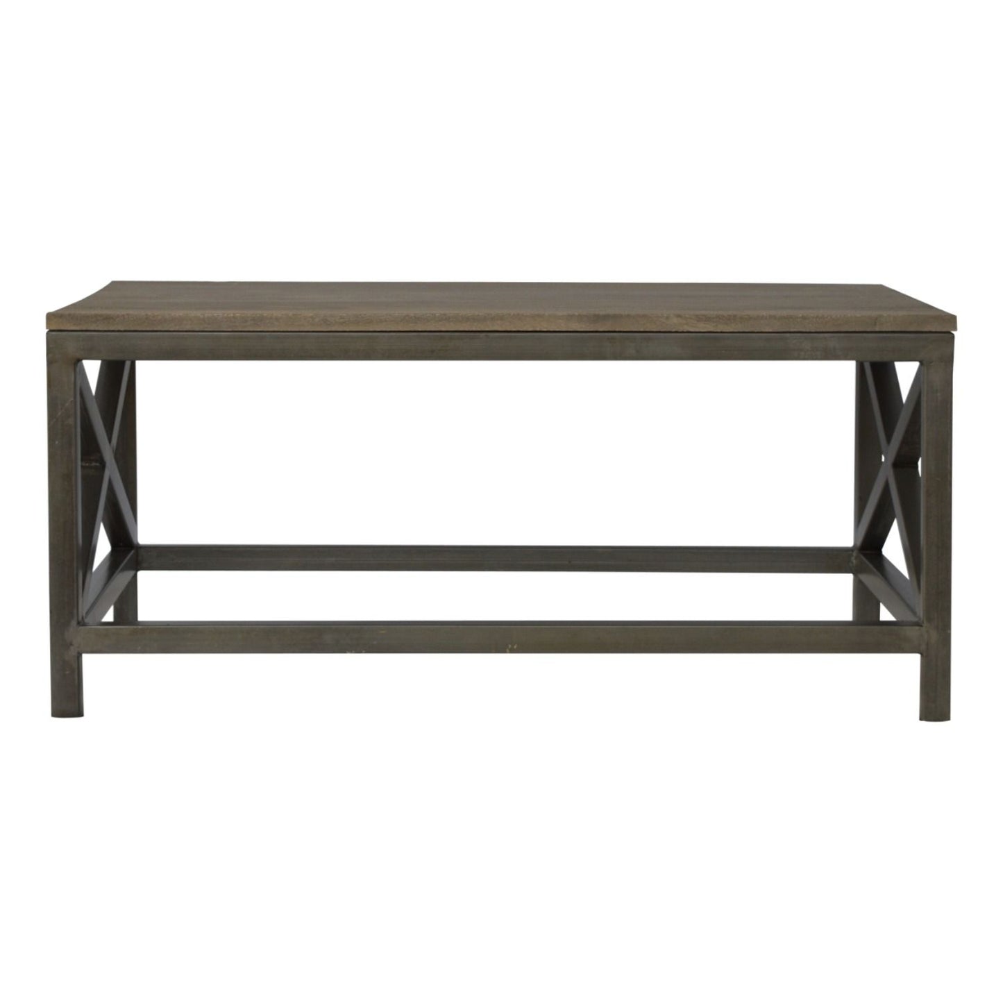 Industrial Cross Metal Coffee Table - Pewter